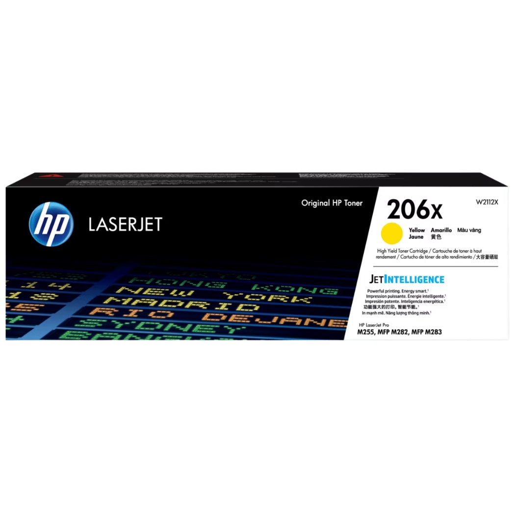 Genuine HP 206X High-Yield Yellow Laser Toner Cartridge, W2112X