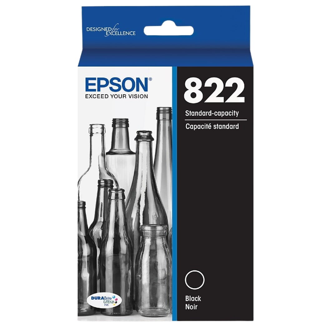 Epson T822 Standard Yield Black Single Ink Cartridge, T822120-S