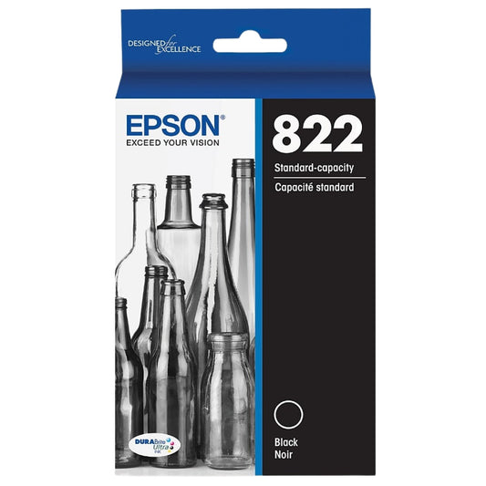 Epson T822 Standard Yield Black Single Ink Cartridge, T822120-S