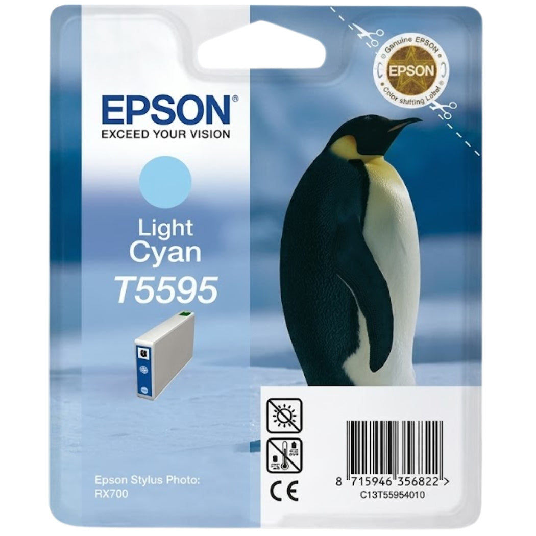 Original Epson T5595 Standard Yield Light Cyan Ink Cartridge, C13T55954010