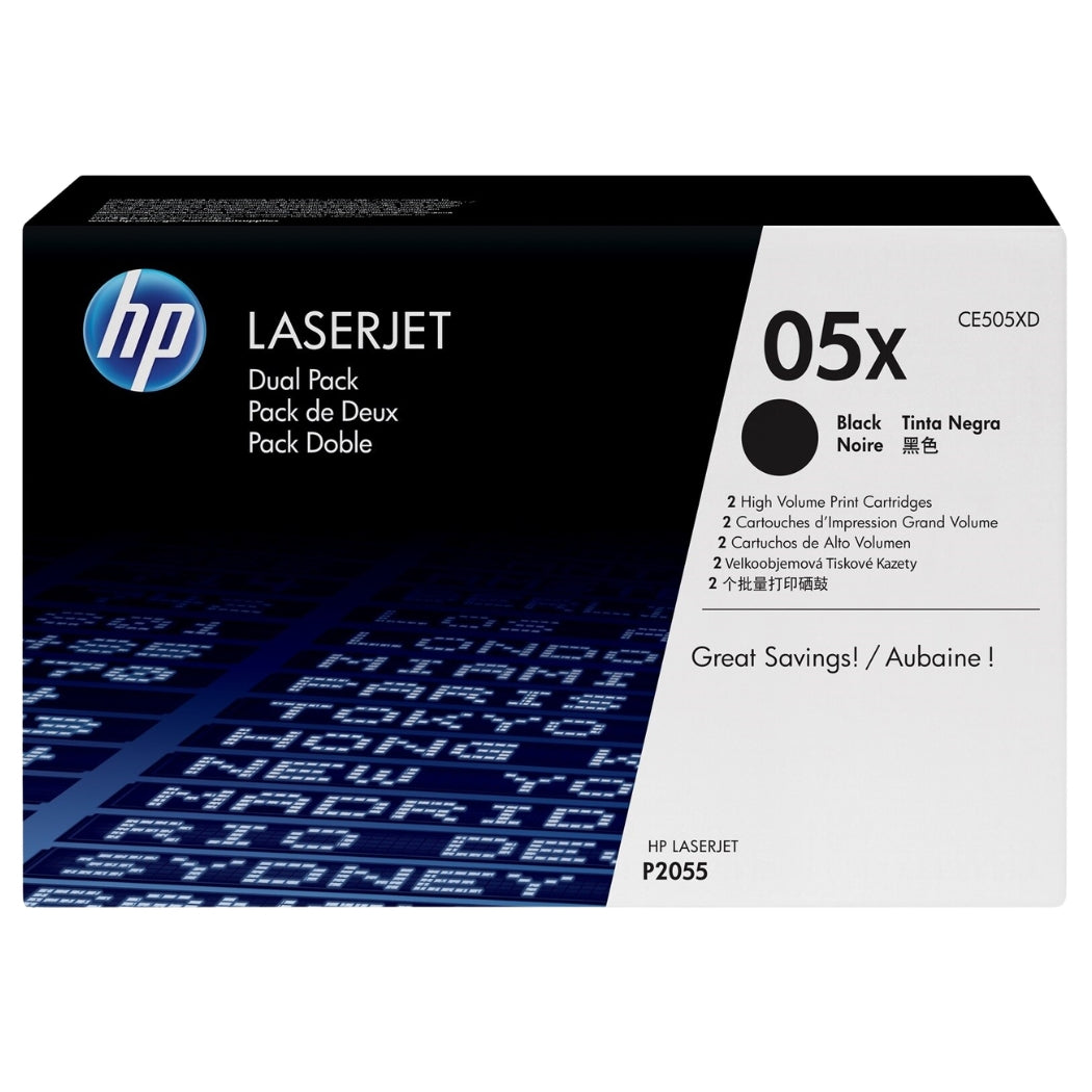 HP 05X Dual High Yield Black LaserJet Toner Cartridge, CE505XD