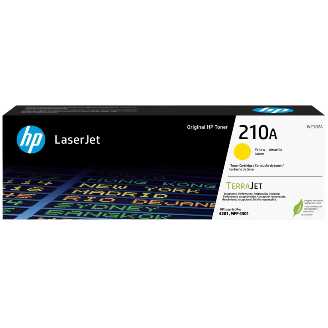 Original HP 210A Standard Yield Yellow Toner Cartridge, W2102A