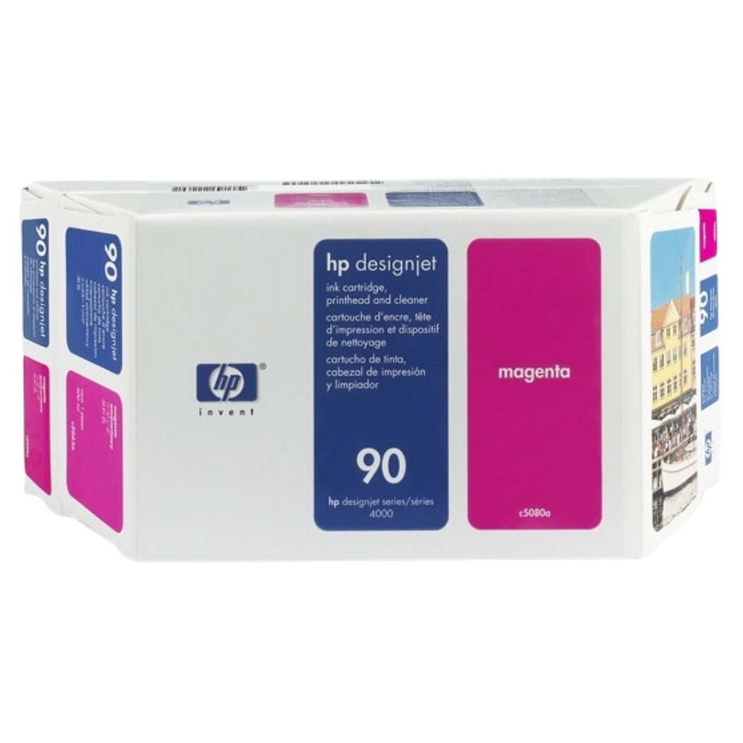 Genuine HP 90 400ml Value Pack Magenta Ink Cartridge, Printhead and Cleaner C5080A