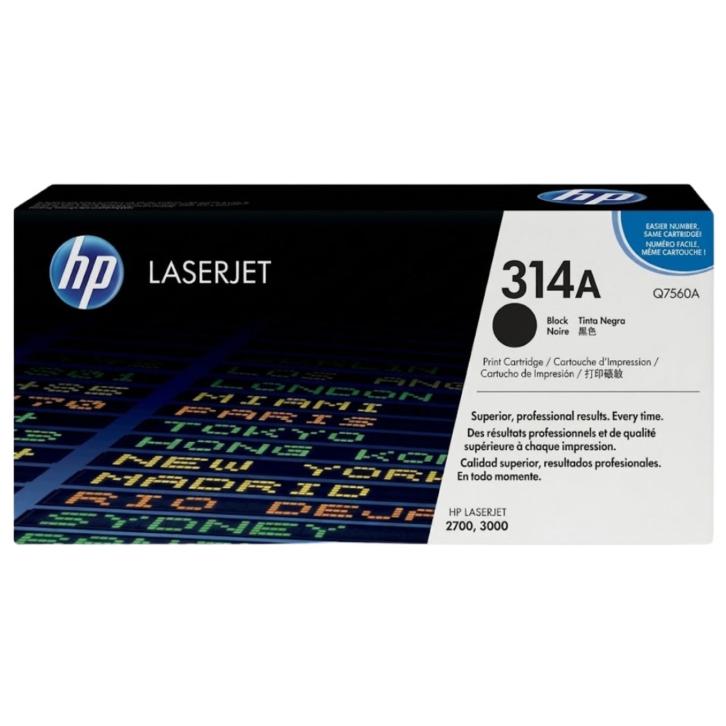Original HP 314A Standard-Yield Black Toner Cartridge, Q7560A