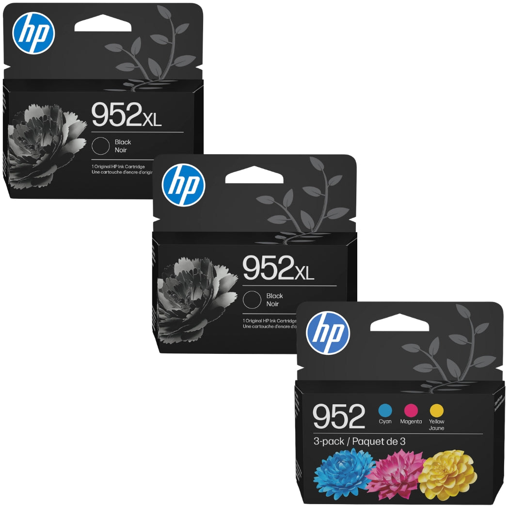 New Genuine HP 952XL Black 2 and Cyan, Magenta, Yellow Ink Cartridge - 5 Pack