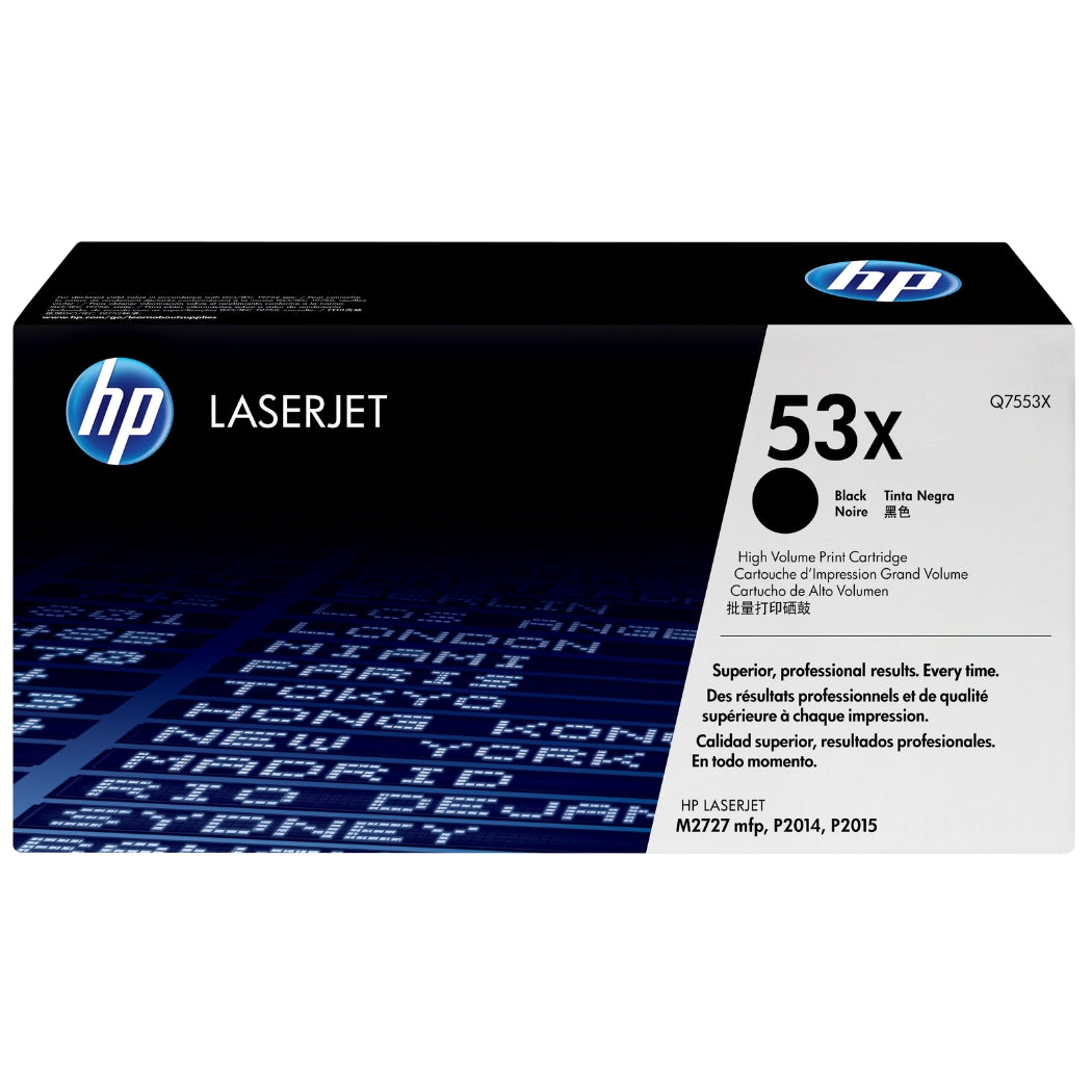 HP 53X High Yield Black Toner Cartridge, Q7553X
