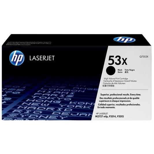 HP 53X High Yield Black Toner Cartridge, Q7553X