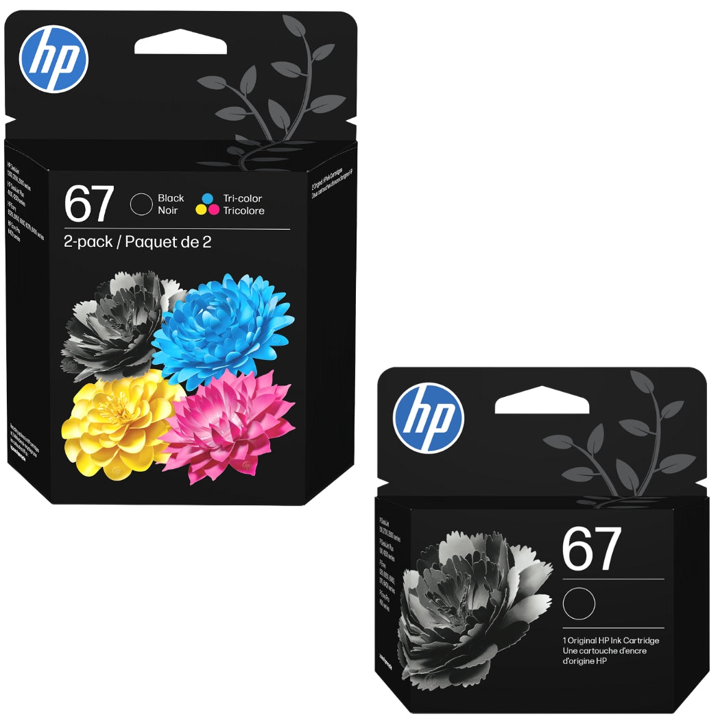 Original HP 67 2 Black and 1 Color Ink Cartridge-3 Pack