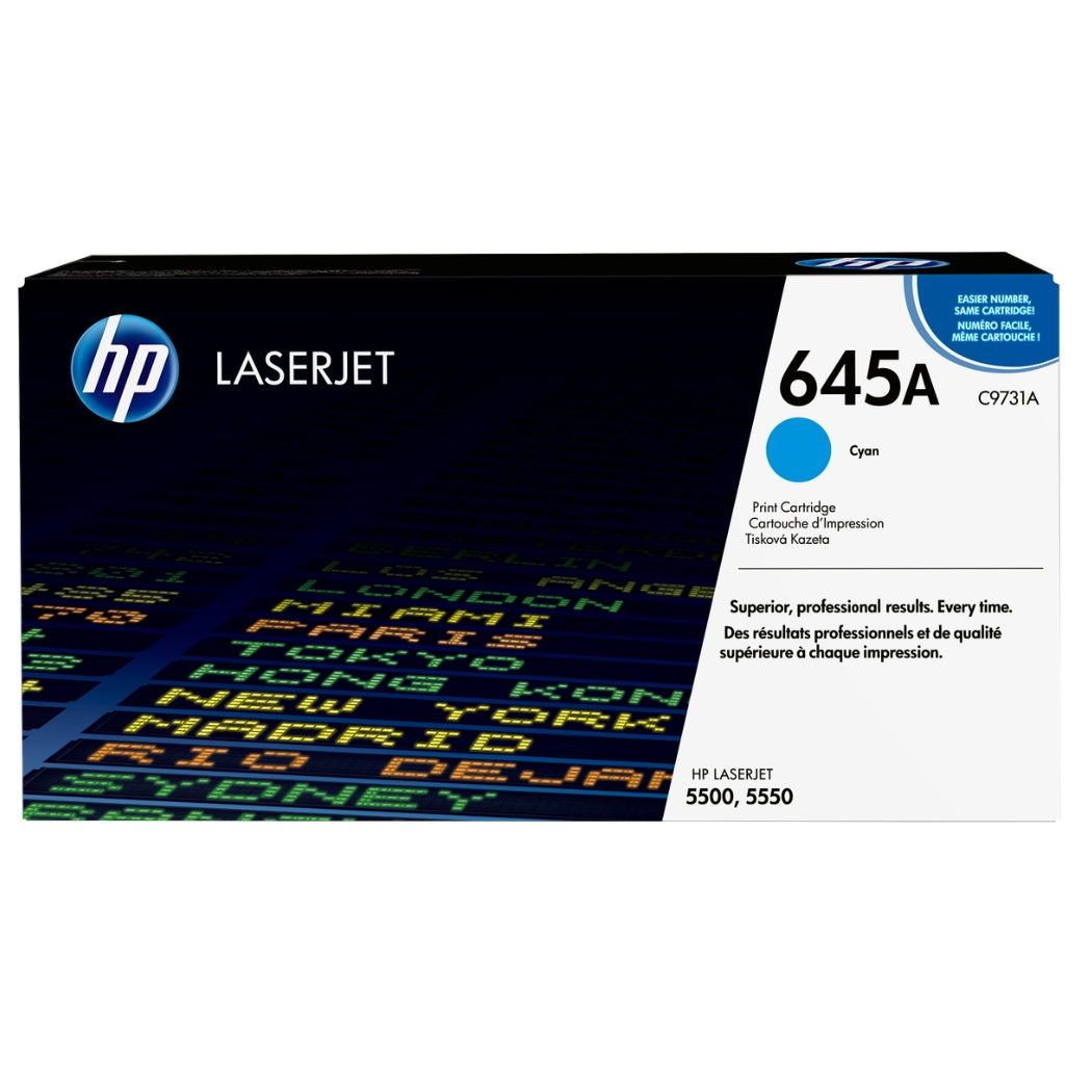 Original HP 645A Cyan LaserJet Toner Cartridge, C9731A