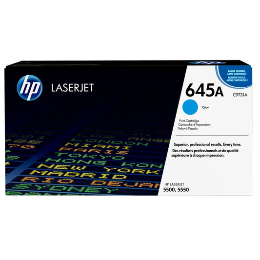 Original HP 645A Cyan LaserJet Toner Cartridge, C9731A
