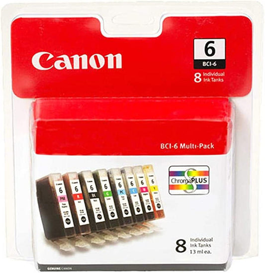 Original Canon BCI-6 Black and Color Ink Cartridge-8 Pack
