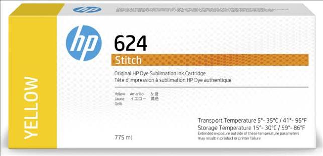 Original HP 624 775ml Yellow Stitch Dye Sublimation Ink Cartridges, 2LL56A