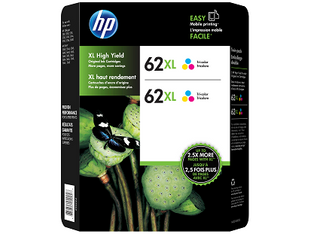 Genuine HP 62XL High Yield  Tri-Color Ink Cartridge, C2P07AN- 2 Pack