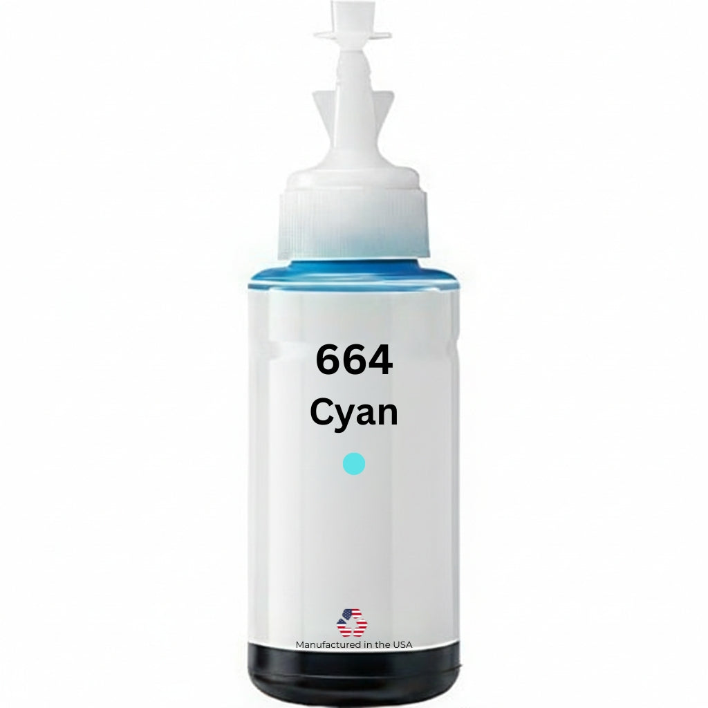 JIT Brand Replacement For Epson 664 (T664220-S) 70ml Cyan High Yield Ink Bottle Made in the USA, T664220-S