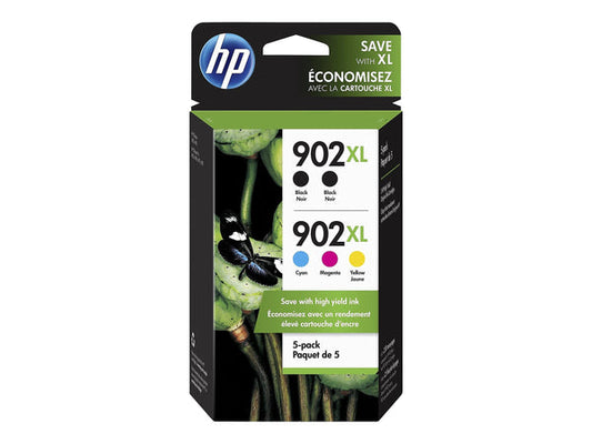 Original HP 902XL High Yield 2 Black and Color Ink Cartridge, T6M14AN