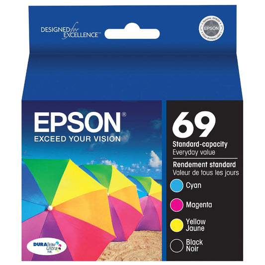 New Genuine Epson 69 Black, Cyan, Magenta and Yellow Ink Cartridges