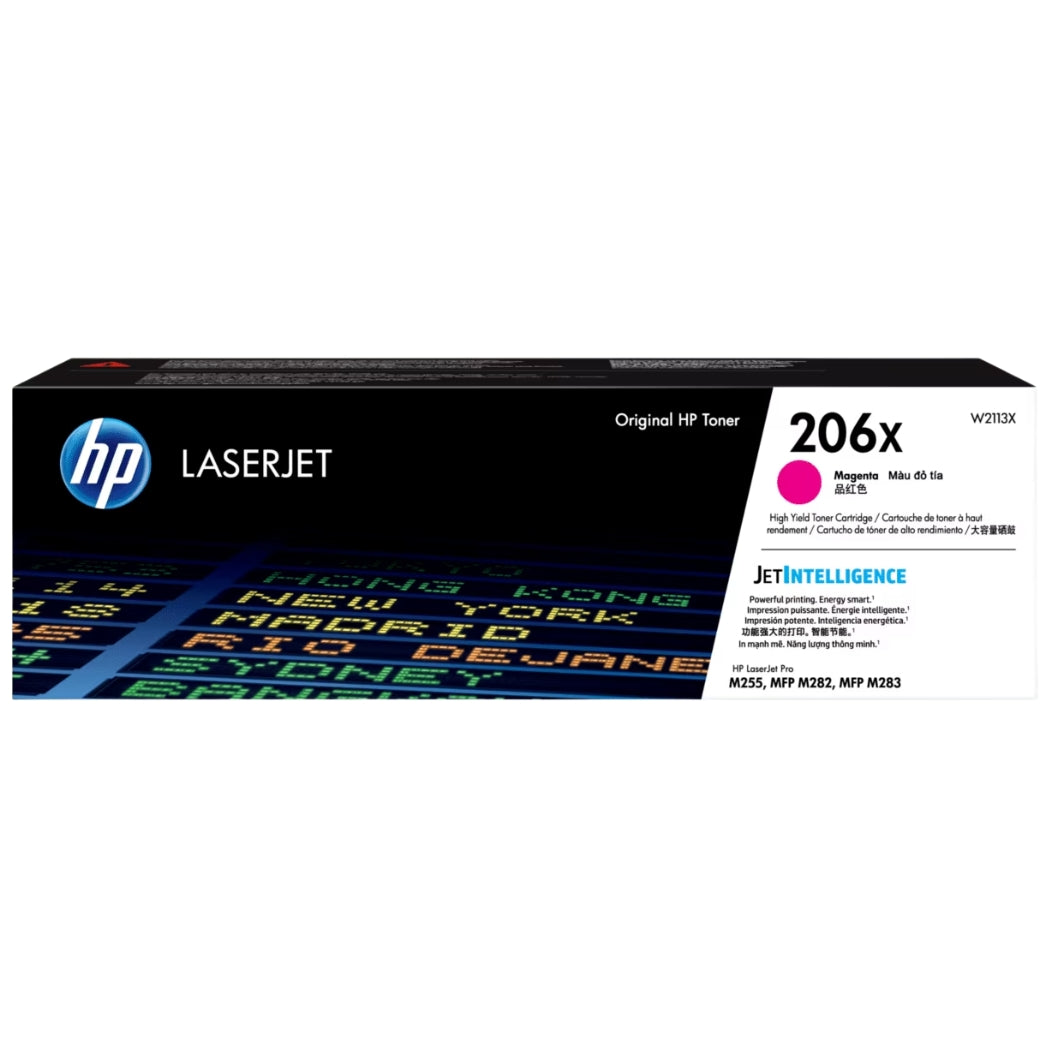 Genuine HP 206X High-Yield Magenta Laser Toner Cartridge, W2113X