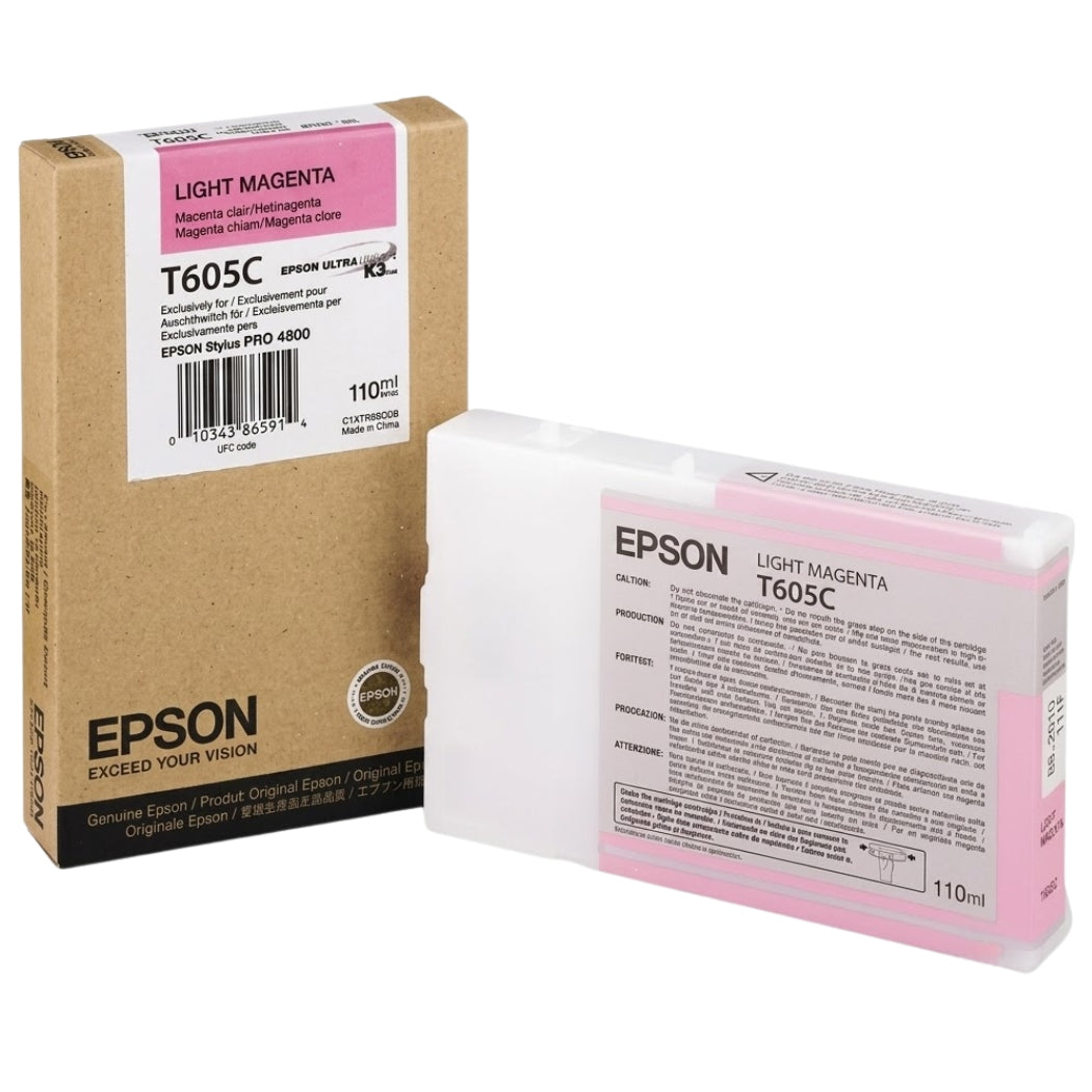 Genuine Epson T605C 110ml UltraChrome Light Magenta Ink Cartridge, T605C00