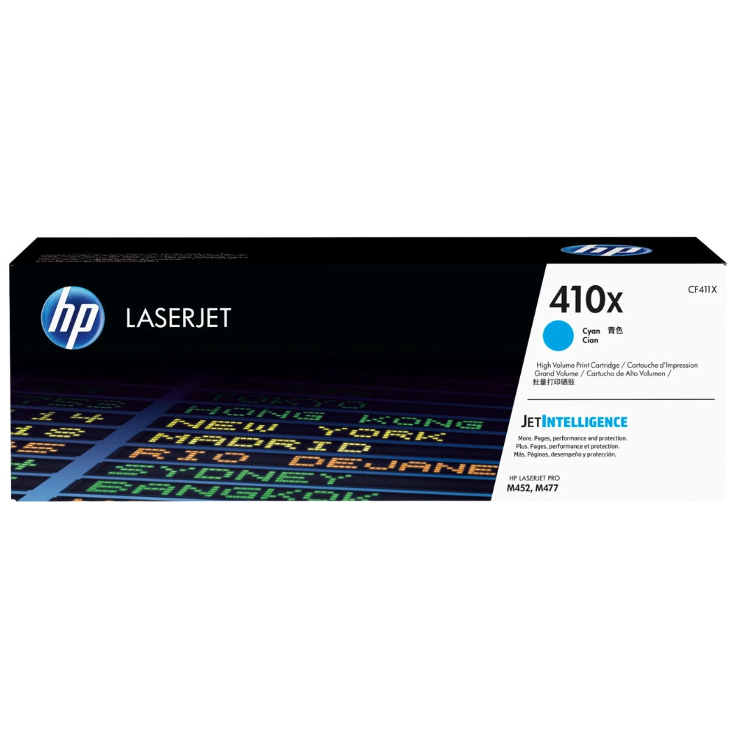 HP 410X High-Yield Cyan Laser Toner Cartridge, CF411X