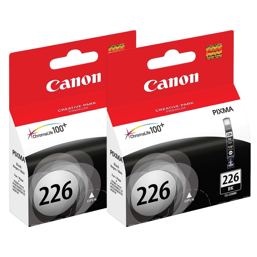 Original Canon CLI-226 (2-Pack) Standard Yield Black Ink Cartridge, 4546B001