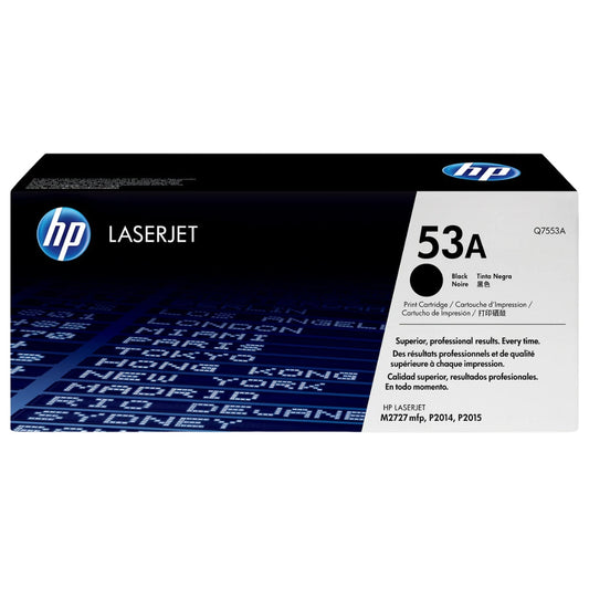 HP 53A Standard Yield Black LaserJet Toner Cartridge, Q7553A