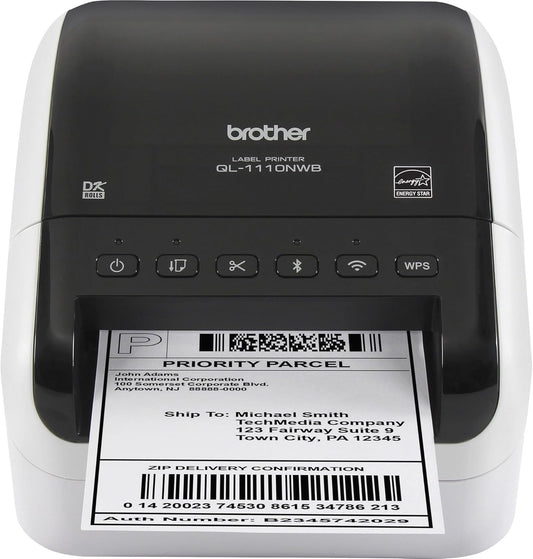 Original Brother QL-1110NWB Wide Format, Postage and Barcode Professional Thermal Monochrome Label Printer with Wireless Connectivity