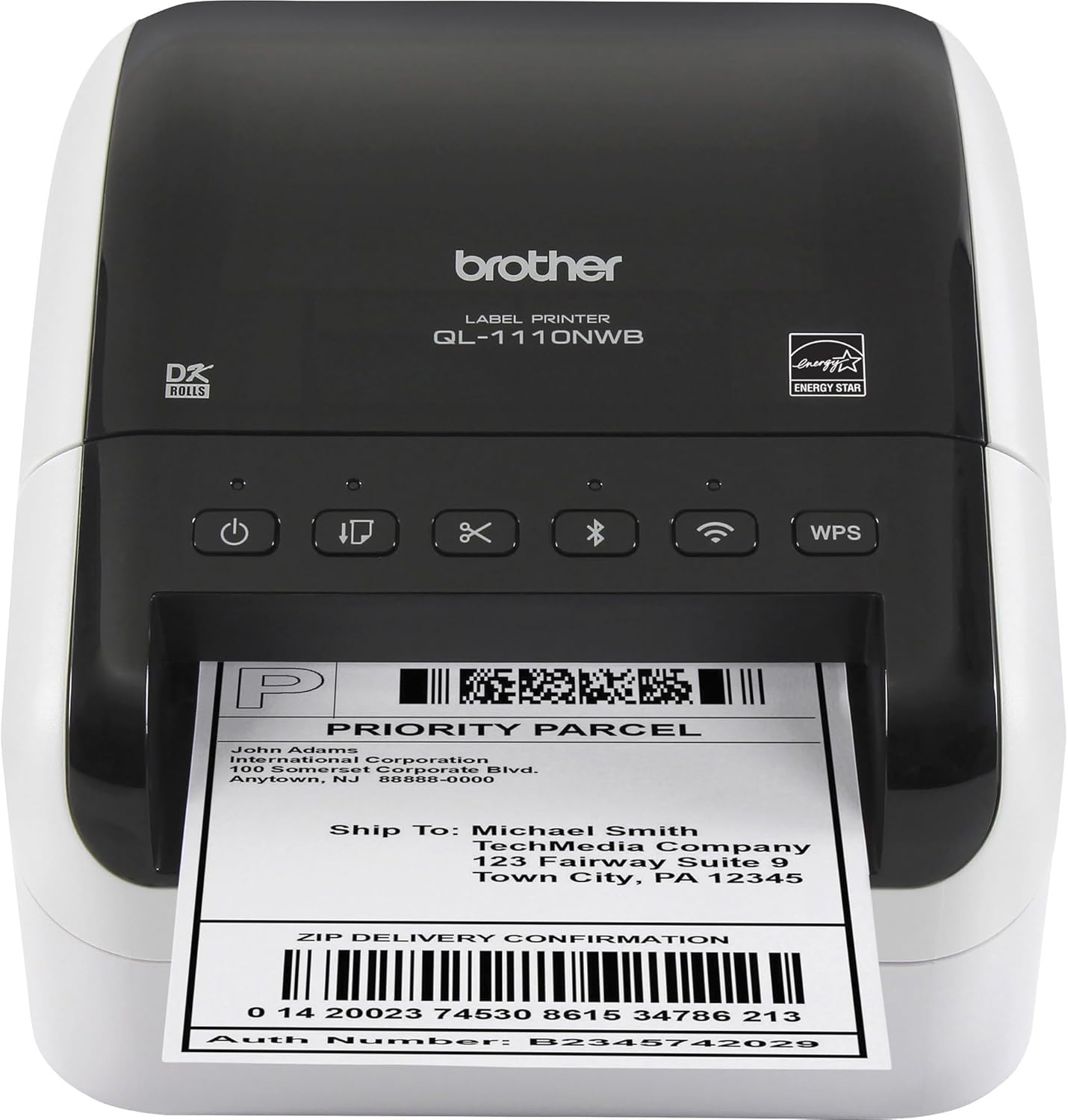 Original Brother QL-1110NWB Wide Format, Postage and Barcode Professional Thermal Monochrome Label Printer with Wireless Connectivity