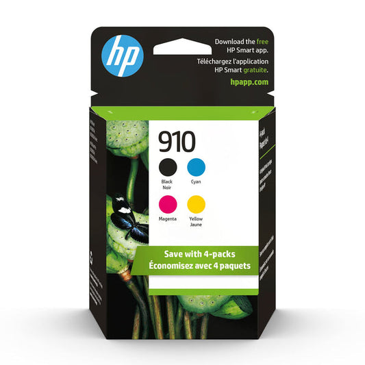 Original HP 910 Standard Yield Black, Cyan, Magenta, Yellow Ink Cartridges