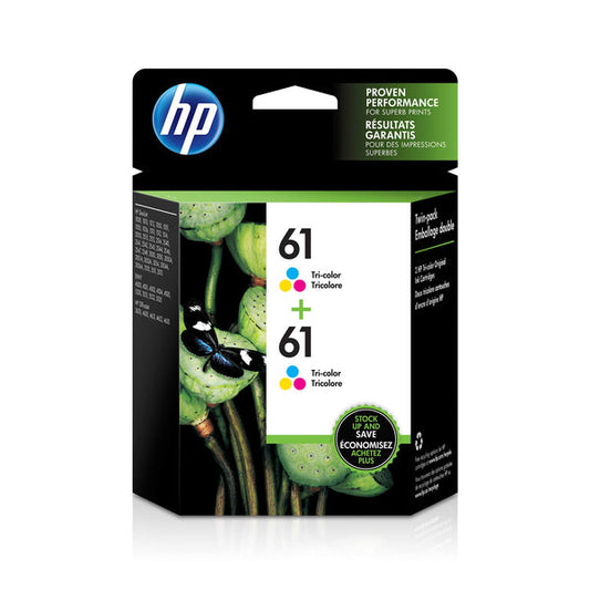 Genuine HP 61 Standard Yield Tri-Color Ink Cartridge, CH562WN- 2 Pack