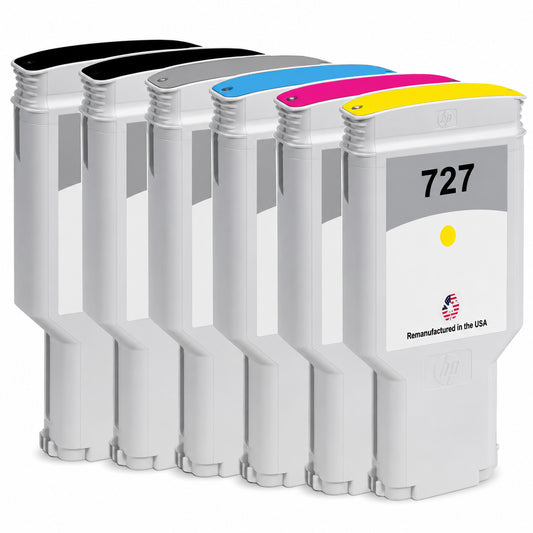 JIT Brand for HP 727XL 300mL 6-Pack Remanufactured in the USA Ink Cartridges