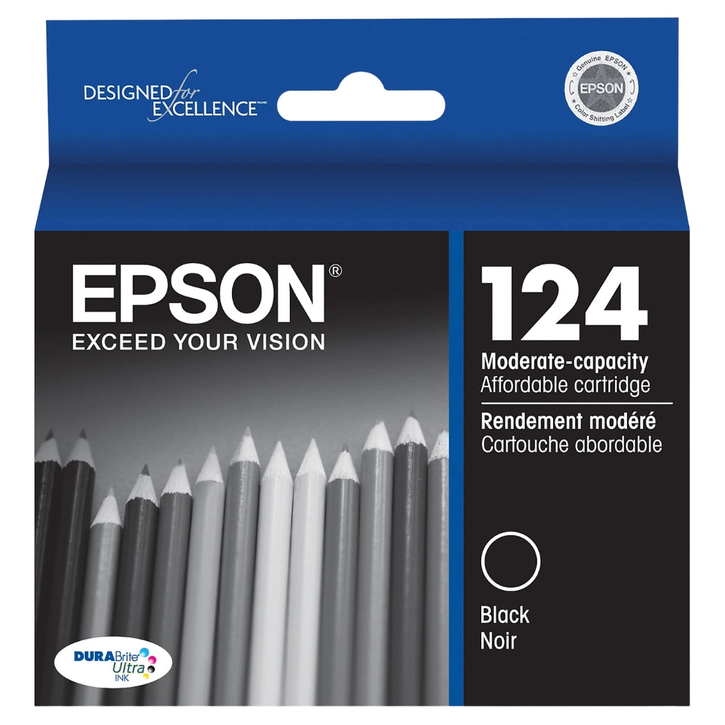 Original Epson T124 Standard Yield Black Ink Cartridge, T124120