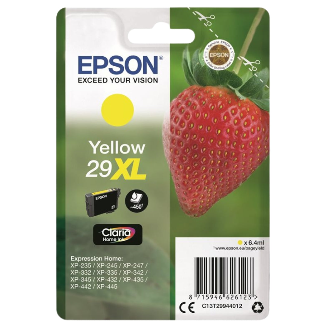 Genuine Epson 29XL Yellow Ink Cartridge, C13T299440