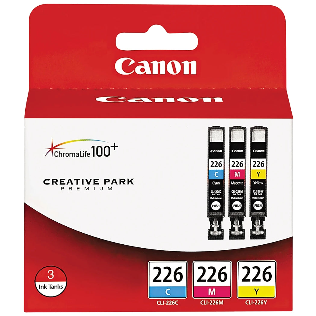 Original Canon CLI-226 (3-Pack) Standard Yield Tri-Color Ink Cartridge, 4547B005