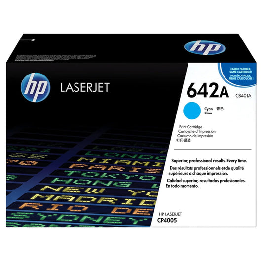 HP 642A Standard Yield Cyan LaserJet Toner Cartridge, CB401A