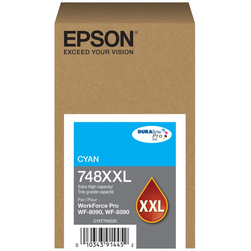 Epson 748XXL DURABrite Pro Extra High-Yield Cyan Ink Cartridge, T748XXL220