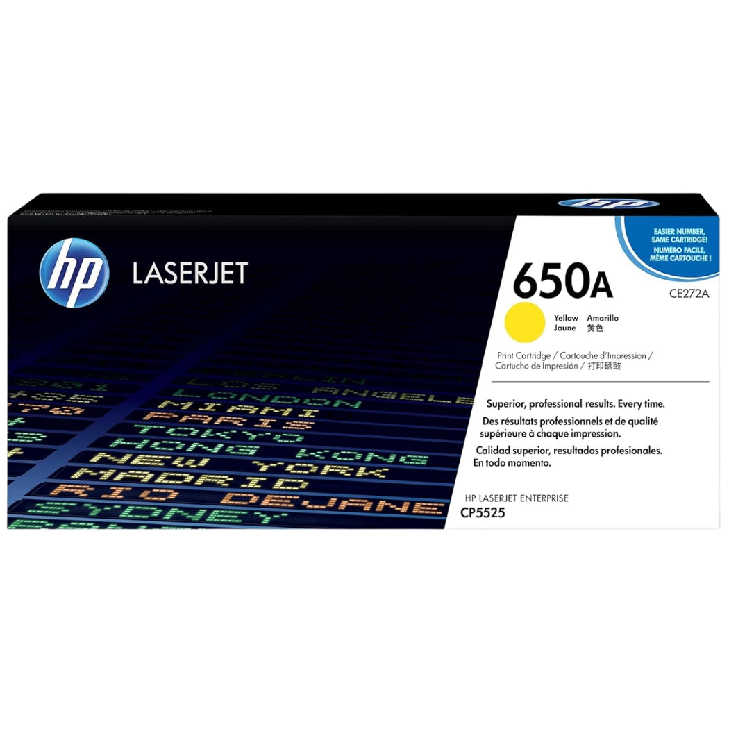 Genuine HP 650A Standard-Yield Yellow Laser Toner Cartridge, CE272A