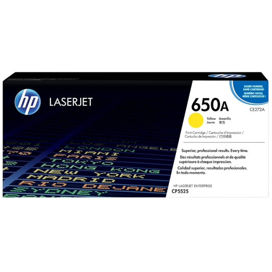 Genuine HP 650A Standard-Yield Yellow Laser Toner Cartridge, CE272A