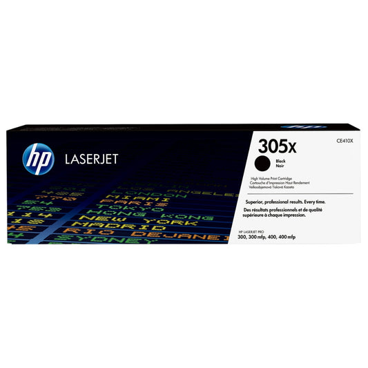 HP 305X High-Yield Black LaserJet Toner Cartridge, CE410X