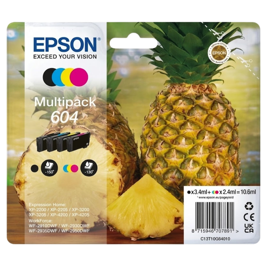 Original Epson 604 Standard Yield Tri-Color Ink Cartridge, C13T10G64010