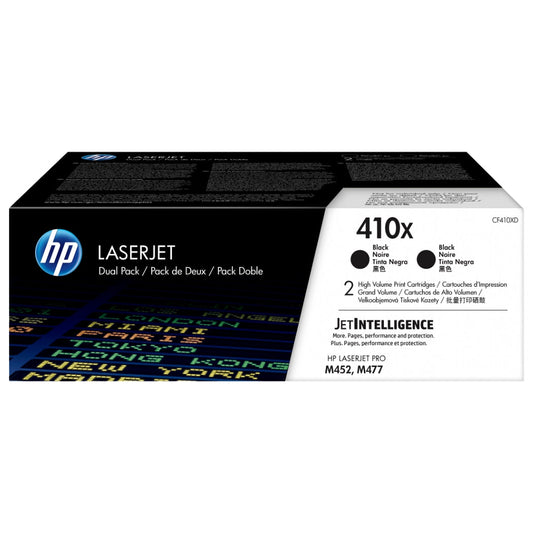 HP 410X High-Yield Black Laser Toner Cartridge, CF410XD (2-pk)