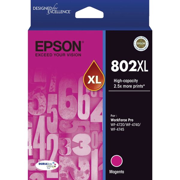 Original Epson 802XL High Yield Magenta Ink Cartridge, T802XL320