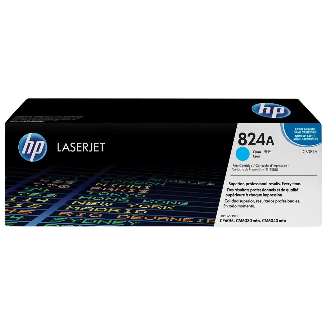 Original HP 824A Standard Yield Cyan Toner Cartridge, CB381Av