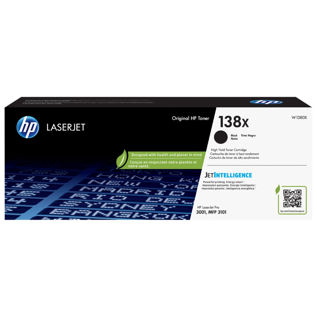 Original HP 138X High Yield Black Toner Cartridge, W1380X
