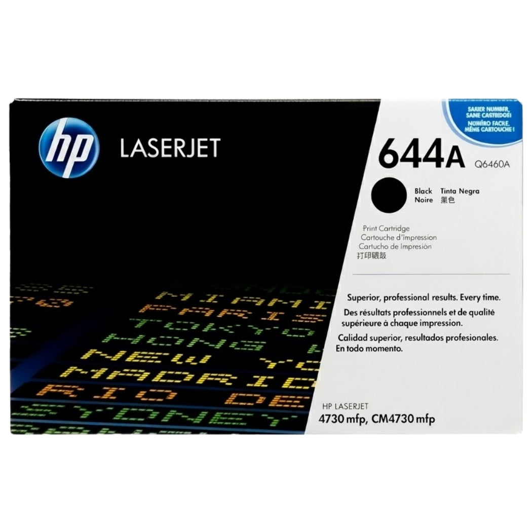 Original HP 644A Standard Yield Black Toner Cartridge, Q6460A