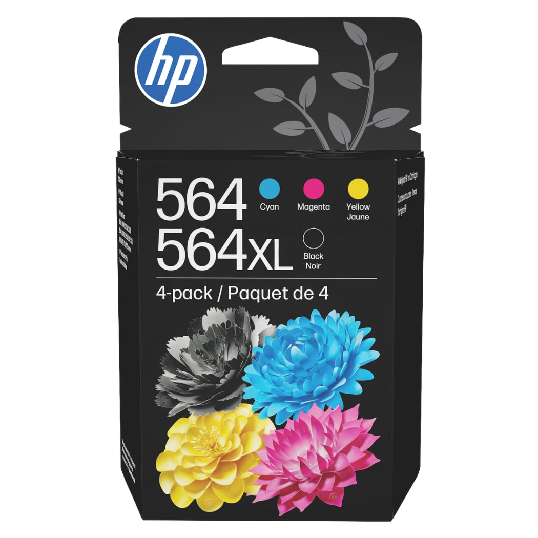 Original HP 564XL Black 564 Cyan, Magenta, Yellow ink cartridges-4 Pack