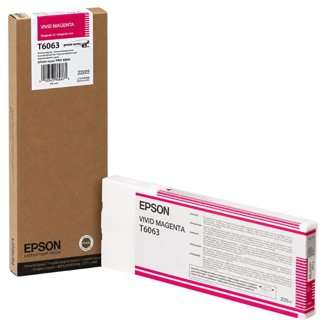 Epson (T6063) 220ml Vivid Magenta Ink Cartridge, T606300