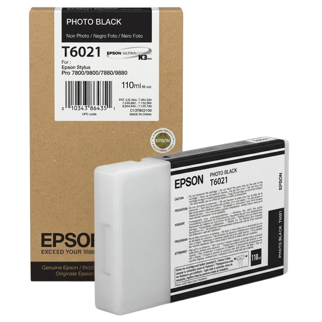 Original Epson T6021 Standard Yield 110ml Photo Black Ink Cartridge, C13T602100