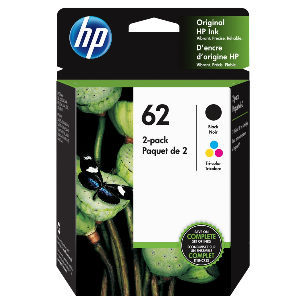 HP 62 Black & 62 Tri-Color Ink Cartridge- 2 Pack