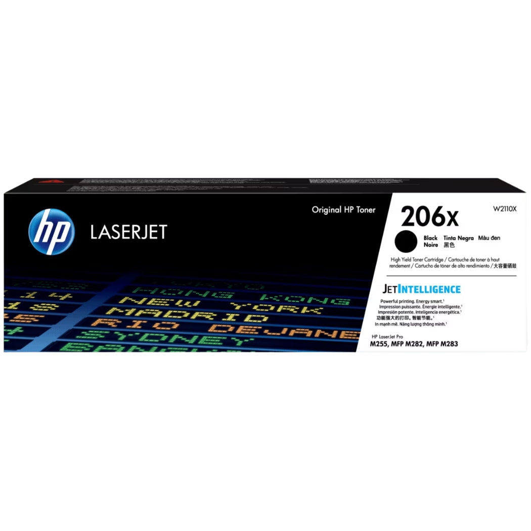 Genuine HP 206X High-Yield Black Laser Toner Cartridge, W2110X