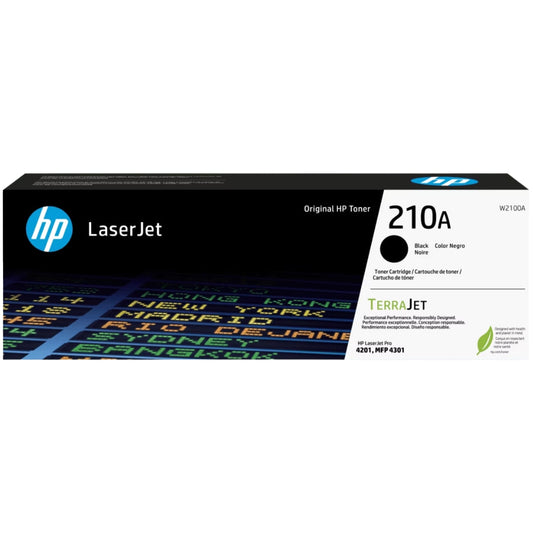 Original HP 210A Black LaserJet Toner Cartridge, W2100A